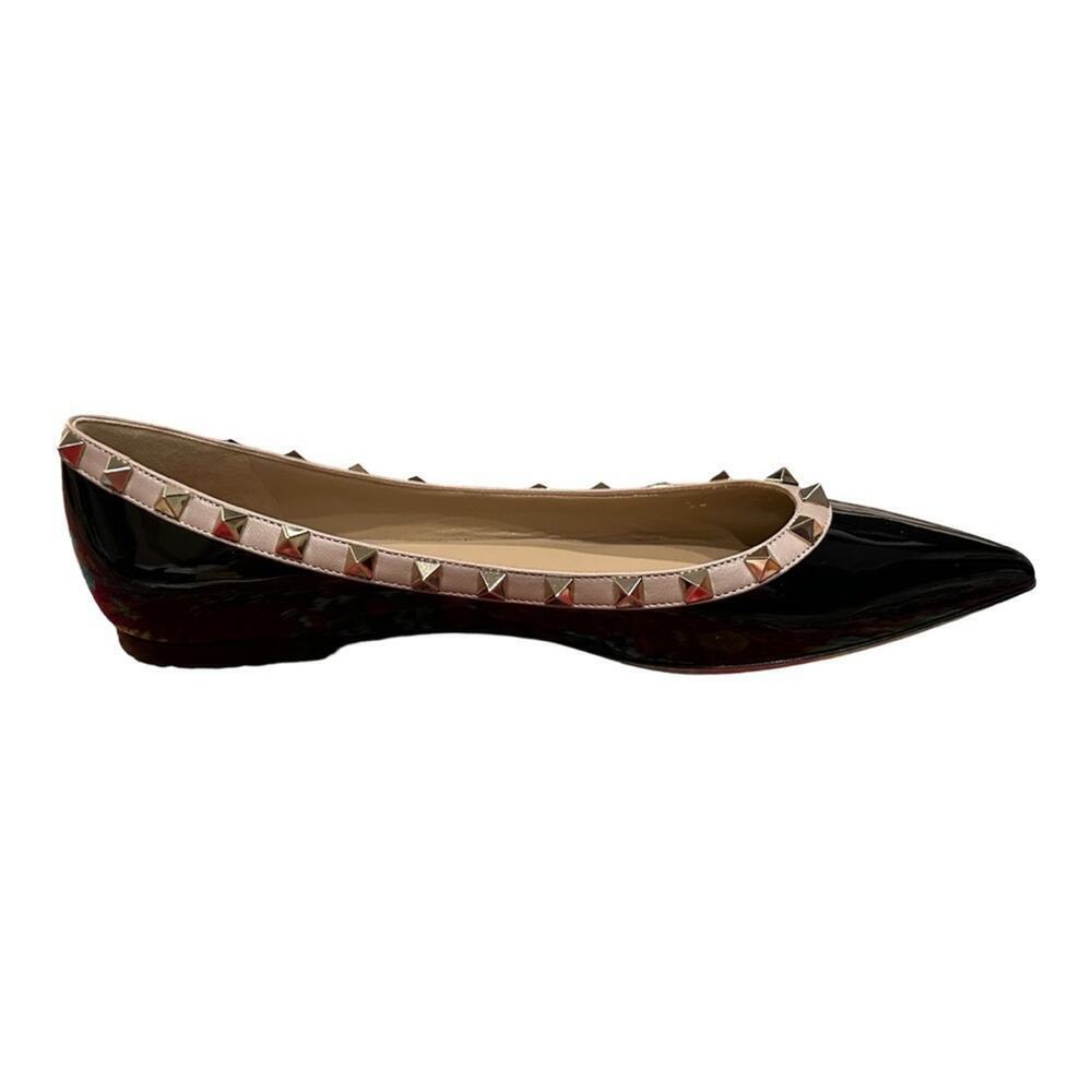 Valentino Garavani Rockstud Black Patent Leather Flats Size 39.5 NEW - Picture 6 of 12